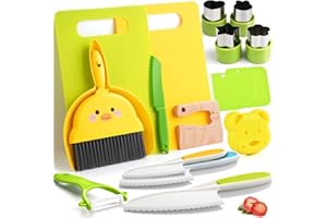 TYRKUIY Kids Kitchen Tools,19 Pieces Kids Cooking Sets Real-Montessori Cooking Set for Toddlers Chef with Children Safe Knives Cutting Set