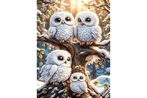 luckyarina Eule Malen Nach Zahlen Kinder ab 5 6 7 8 9 10 Jahre Mädchen-Eulen Malen Nach Zahlen für Kinder,DIY Handgemalt Ölgemälde Set für Anfänger mit als Geschenk Home Wand Décor 30x40cm