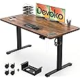 Devoko Electric Standing Desk 120x60cm with USB Charging Height Adjustable Desk with Desktop Sit Stand Up Desk Heavy Duty Steel 3 Memory Smart Pannel(Rustic Brown)