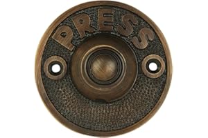 A29 Wired Iron Circular Doorbell Chime Push Button in Oil Rubbed Bronze Finish Vintage Decorative Door Bell with Easy Installation
