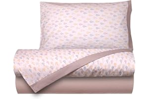 Smart Deco Home Completo lenzuoline lenzuolini set lenzuola stampa fantasia 100% cotone made in italy per lettino lettino con sbarre bimbo bimba bimbi neonato bebe LETTINO MONGOLFIERE TORTORA