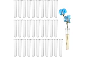 MAUUUBA 32 Pcs Flower Tubes With Cap - Reusable Plastic Floral Water Vials for Keeping Plants Fresh, Arrangements and Decoration - 4.33x0.7"