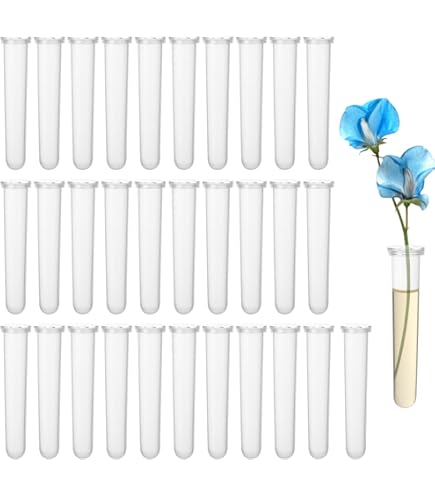 Ksnowqi Lot De 20 Tubes à Eau Pour Fleurs, 11x 3.8cm Tube Composition Florale Avec Bouchons, Tubi De Fleur Transparent Et Réutilisables, Tubes à Essai En Plastique Pour Cafés, Arrangements Floraux