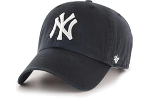 47 MLB New York Yankees Clean Up - Gorra de béisbol unisex, correa y hebilla ajustables, logotipo blanco, color negro
