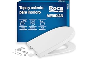 Roca Meridian - Tapa y asiento de Supralit para inodoro con caída amortiguada, tapadera de WC original con ajuste perfecto, recambio de tapa de váter resistente, blanco, A8012A200B