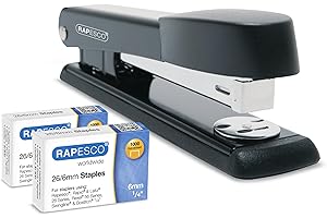 Rapesco 1602 Germ-Savvy Antibacteriano, Marlin Grapadora y 2000 Grapas 26/6 mm, Negro