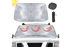 DGUSO Pare-Soleil Voiture avec 2 écrans solaires latéraux Mise à Niveau 360° Protection UV Pliable Parasol Voiture Isolation Thermique Stockage Facile Protection Solaire Pare-Brise Voiture