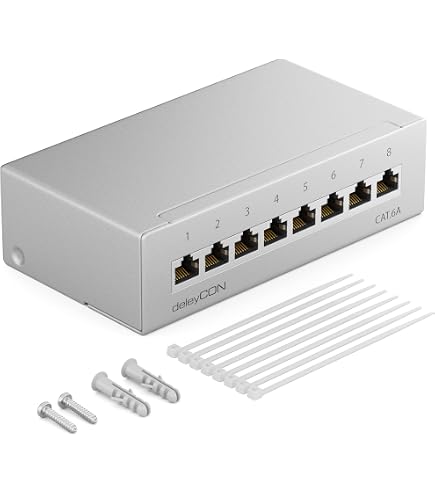 deleyCON 1x 2 Port Boîtier de Raccordement LAN Boîtier de Données Encastré pour Modules Keystone Sortie Coudée à 45° pour Modules Keystone avec p. ex. RJ45 Coaxial F RJ-11 Cinch Jack Toslink PS2
