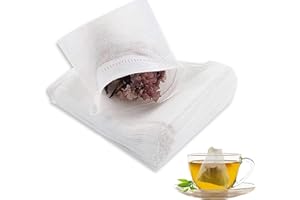 RGZD 200 Pezzi Bustine da Tè Filtro, 9x7cm Sacchetti da Tè, Sacchetto Filtro per il Tè, Bustine te Vuote, Filtro Vuoto per Tè, Filtro Tea Usa e Getta con Coulisse