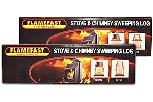 FLAMEFAST FIRELOGS Flamefast Stove & Chimney Sweeping Log Helps to Remove Creosote, Soot and Tar Deposits (2 x Logs)