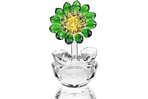 H&D HYALINE & DORA Kristall-Sonnenblumen-Figur, Sammlerstück, Glasblume, Briefbeschwerer, Heimdekoration, Tischdekoration