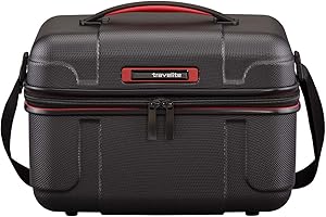 travelite Valise cosmétique avec fonction d'emboîtement, série de bagages VECTOR : Valise de beauté robuste à coque dure dans des couleurs stylées, 072003-01, 36 cm, 20 litres, noir