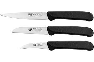 GRÄWE Nóż do owoców i warzyw, zestaw 3 sztuk, mały zestaw noży kuchennych, nóż do obierania, stal nierdzewna, czarny, super ostre