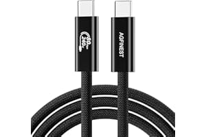 AGFINEST 80 Gbps für Thunderbolt 5 Kabel bis 120Gbps Bandwidth Boost, 240W Schnellladekabel USB-C, kompatibel mit Thunderbolt 4, USB4, iPhone 16, Monitoranschluss (1.2M)