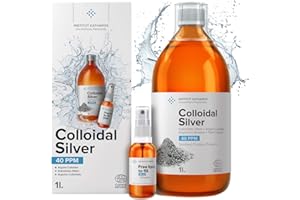 INSTITUT KATHAROS Premium Colloidal Silver 40ppm 1000mL ● Optimal Concentration Formula, Smaller Particles, Better Results ● Laboratory Certified ● Liquid Silver Made in EU ● Free Spray Bottle to Fill & Ebook Included