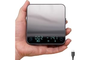 MiiCoffee Minipress Coffee Scale, Auto Timer for Espresso and Pour-Over Coffee, Aluminum Body & Glass Top