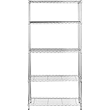Amazon Basics Estantería con 5 baldas, 35.6 D x 91.4 W x 182.9 H cm, Cromado
