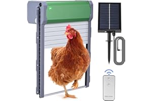 Krovtoy Porte poulailler Automatique Porte à Volets Roulants Solaire Compatible et Facile à Installer,Résiste aux Prédateurs et intempéries,Programmes Multiples,Trappe Electrique,extérieur