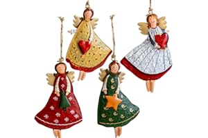 ‎HERZONE HERZONE 4pcs Metall Engel Anhänger Weihnachtsbaumanhänger Weihnachten Engel Anhänger aus Metall (bunt Engel)