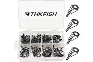 THKFISH Fishing Rod Tip Repair Kit Rod Repair Kit Small Freshwater Stainless Ceramic Repair Fishing Kits Black/Burnished Silver 80pcs