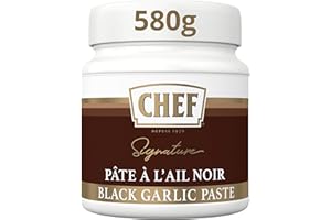 CHEF Pâte à l'Ail Noir - Sauce pour Viande ou Poisson - Idéal pour Assaisonnement, Condiment, Emulsion, Glaçage - Gain de temps en Cuisine - Aide Culinaire, Fonds, Fumet - Pot de 580g