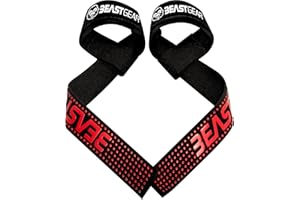Sangles de Levage de Musculation/Halérophilie Beast Gear – Bandes Straps Rembourrées Support de Poignet Professionnelles avec Grips en Gel Flex