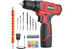 FADAKWALT Atornillador Electrico 12V,Kit Taladro Atornillador Batería,Portabrocas Sin Llave 3/8" Pulgadas,Destornillador,Destornillador Eléctrico,21+1 Ajustes de Par con Batería y Cargador