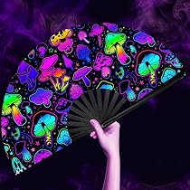Eventail Paillette Joonnair – Éventail à Main Holographique Pliable – Effet UV Et Lumière Noire – Grand Format – Pour Festivals, Rave, Mariage, Décoration éventail Pliable Décoration Mariage
