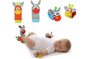 Avos-Deals-Global Baby Rattle Socks Wrist Strap Rattles Set, Cute Baby Animal Development Toy Gift for Newborn Babies Foot Finder Sensory Set