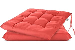 Brandsseller Lot de 2 Coussin de Chaise 40x40 cm Coussin d'assise Rembourrage de Chaise avec Fixations Décoration pour l'intérieur et l'extérieur piqué - Rouge