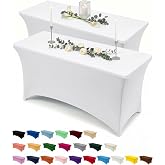 Utopia Kitchen 2 Pack Rectangle Polyester Tablecloths (6 Feet - 72 Inch) Spandex Stretch Table Covers Table Covers for Weddin