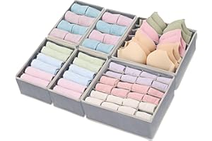 Yucch Aufbewahrungsbox für Unterwäsche,Schublade Organizer,Benutzt für Kleiderschrankschubladen Divider,Socken,BHS und Krawatten,Faltbox Stoffbox für Schrank (6er Set Grau)