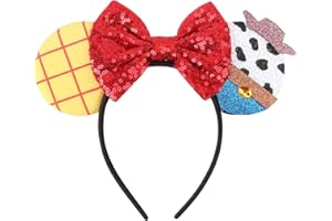 DRESHOW Orejas de Ratón Diademas con Lazo Decoración de Fiesta con Purpurina Disfraz de Cosplay para Mujeres