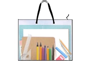 XDGBGFN Art Portfolio Bag A2 Folder Transparent Art Storage Bag Large Portfolios Organizer Waterproof Plastic mesh Bag for Paintings, Homework, File Storage