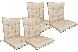 IL GRUPPONE PASSIONE CASA Set Cuscini Sedia Con Schienale Imbottiti Con Laccetti Banda Elastica Per Fissaggio Prodotto Italiano Sedie Poltrone Sdraio Reclinabili Cucina Giardino 40 x 80 Cm - Tortora - 4 Pezzi