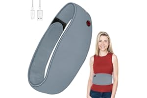 AQHUI Electric Heat Pad Period Belt, Portable Heated Pad for Back Pain Relief, Menstrual Heating Pad USB Waist Belly Warmer Neck Shoulder Warming for Cramp, Stomachache, Dysmenorrhea, Machine Washable Grey