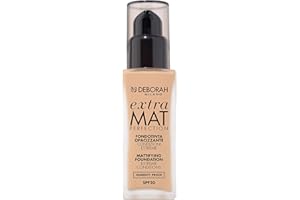 Deborah Milano - Fondotinta Liquido Extra Mat Perfection SPF 20, 3.2 Hazelnut, Effetto Matte Lunga Tenuta, Formula Idratante e Opacizzante No Transfer, Alta Coprenza, Dona una Pelle Uniforme, 30 ml