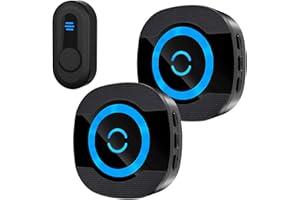 EUJAM Funkklingel,Türklingel Funk Set 2 Empfänger 1 Sender, 400m Reichweite IP55 Aussen Wasserdicht Haustür Klingel mit Plug-in Empfänger & Batteriebetrieben Sender, 55 Klingeltönen,5 Lautstärken