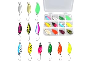 DTXYBC 12 Stück Forellen Spoon Set, Forellenköder, Forellen Blinker Set mit Spoon Box, Forellen Spinner, Realistische Forellenköder, Forellenköder Set, für Hecht,Zander,Barsch