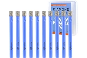 VENJELD Juego de Brocas Diamante Seco - 6mm 10 Piezas Corona Diamnate para Baldosas de Porcelana Cerámica Mármol Granito - Vástago Redondo con Estuche