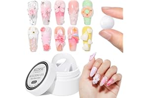 MIZHSE Solid Builder Gel pour ongles, non collant, blanc solide, colle à coller, gel de construction pour ongles en gel, extension d'ongle, gels 3D, nail art, extension et modelage, bricolage à la