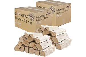 Bois de Chauffage Sélection 5-500 kg pour Poêle et Cheminée Brasero Grill Panier à Feu Bûches de Bois de Hêtre 33 cm Flameup, Quantité:50 kg