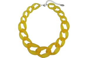 Bocar Statement Chunky Fashion Acrylic Paint Beads Choker Net Chain Necklace for Women Gifts (NK-10510-Frosted Yellow)
