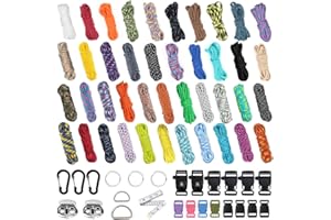 Peelanmall Paracorde 550 en nylon, paracorde de 4 mm, kit de bandes de parachute multicolores, bracelet parachute, kit de bracelets DIY, pour porte-clés, laisses de chien, lin (42 couleurs)