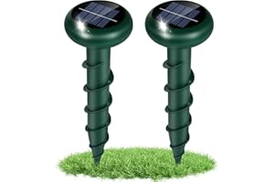 RIDWILY Cat Deterrent for Garden, Solar Mole Repellent, Test Winner, Ultrasonic 7 Coloured Lighting Mole Deterrent, 3 Modes, IP65 Waterproof Cat Repeller, Animal Repellent, for Birds, Raccoons, Dogs