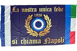 DUE EFFE Bandiera Napoli 300x150 CM Striscione Forza napoli Campioni, Festa Scudetto, Maradona Diego Calcio, Innesto per Asta