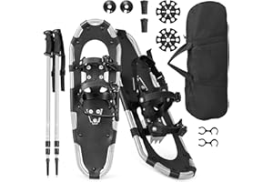 ‎GYMAX GYMAX 53/63/76 cm leichte Alu Schneeschuhe, Schuhgröße 35-45, Geländeschneeschuhe-Set, Schneeschuhset mit verstellbare Trekkingstöcken & Tragetasche, 30kg bis 130kg belastbar