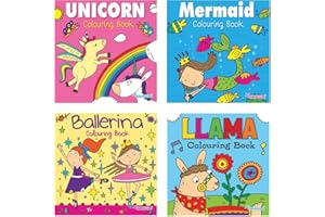 ANILA'S Anilas Girls Unicorn, Mermaid, Ballerina & Llama Colouring Books (Perfect for Girls Ages 3-8)
