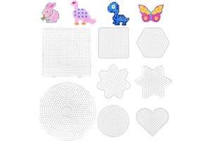 CARPLUSSTUDIO Lot de 8 plaques de perles à repasser – Plaques carrées transparentes, plaques à repasser, plaques à repasser, plaques de perles carrées, lot de plaques enfichables, grandes et petites, pour bricolage