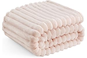 BEDSURE Przytulny koc – koc wełniany i polarowy, koc na sofę, miękki, ciepły, gruby, sztruksowy, przytulna narzuta do pokoju, do salonu i przytulania, koc dzienny, kryształowy różowy, 130 x 170 cm